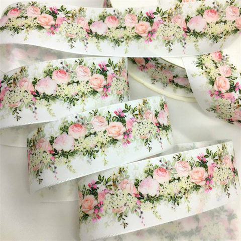 5Y 3.8cm  Satin Floral Ribbon for Handmade Craft Gift Flowers Packing Easter Cakebox Handcraft Party Wedding Deco ► Photo 1/6