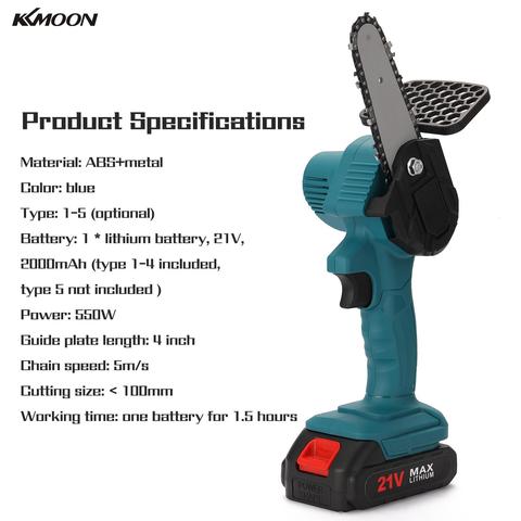 KKMOON Portable Rechargeable Electric Pruning Saw One-handed Mini Brushed Electric ChainSaw Woodworking Power Tool Wood Cutter ► Photo 1/6