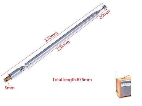 Replacement Telescopic Antenna 765mm 7 Sections TV Antenna Telescopic Antenna Aerial for Radio TV New Arrive ► Photo 1/6