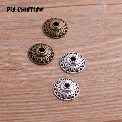  20pcs 4*14*14mm Two Color Bead Caps Charm Hollow Round Pendants Jewelry Accessories DIY Receptacle Charms ► Photo 1/5