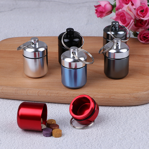 Metal Mini Pill Box Case Bottle Cache Drug Container Keychain Medicine Box Waterproof Alloy Holder Health Care For Travel ► Photo 1/6
