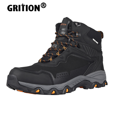 GRITION Men Hiking Boots Casual Waterproof Snow Winter Work Shoes Designer Military Platform Sneakers Army Plush Warm Steel 2022 ► Photo 1/6