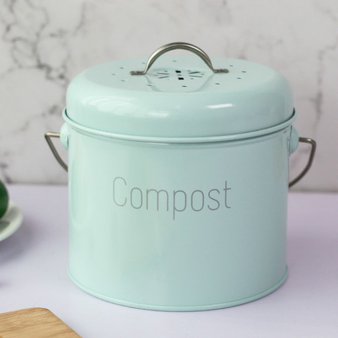Nordic Style Home Compost Bin 3L Stainless Steel Kitchen Compost Bin Kitchen Composter for Food Waste Coal Filter ZM924 ► Photo 1/3