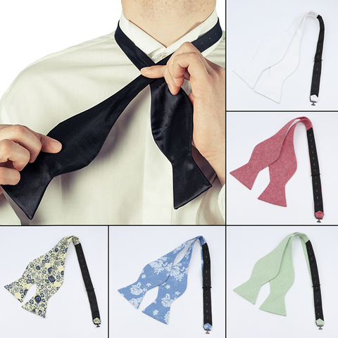 Adjustable Bowties Self Bow Tie Handmade Solid Color Floral Cotton Bowtie Men Classic Business Wedding Party Ties Bowknot Gift ► Photo 1/4