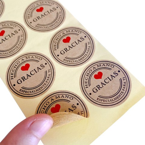 100PCS/lot Kraft Gracias Spanish Thank You labels Stickers Handmade Package Envelope Seal Label Scrapbooking Stationery Sticker ► Photo 1/6