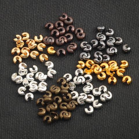 Wholesale 100Pcs/lot 3/4/5mm Round Crimp End Beads Stopper Spacer Loose Beads For DIY Jewelry Making Bracelet Accessories ► Photo 1/6