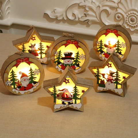 2022 Festival Led Light Wood House Christmas Tree Decorations For Home Hanging Ornaments Holiday Nice Xmas Gift Wedding Navidad ► Photo 1/6