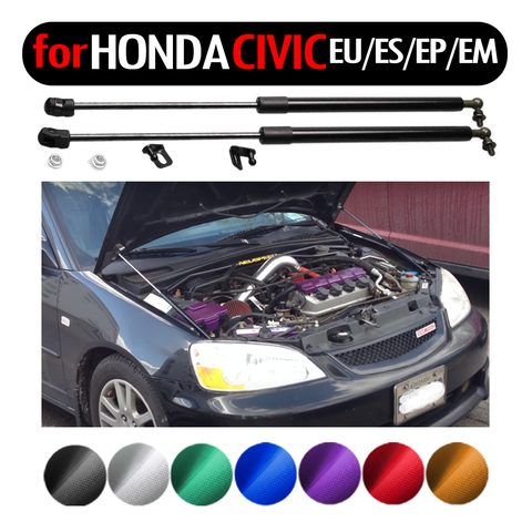 for Honda Civic 7th (EU/ES/EP/EM) 2001-2005 Front Hood Bonnet Modify Gas Struts Lift Support Springs Shock Damper carbon fiber ► Photo 1/6