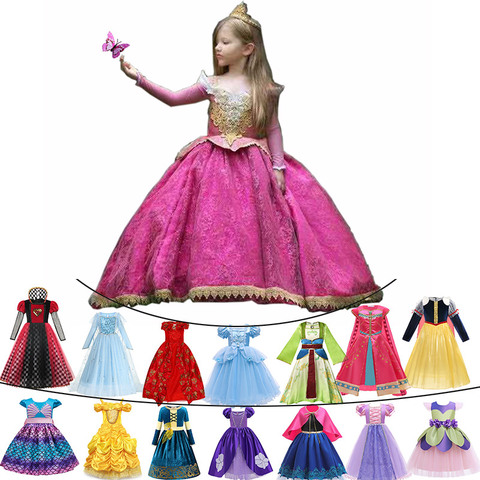 2022 Christmas Party Princess Ball Gown For Baby Girls Deluxe Carnival Aurora Sleeping Beauty Costume Aladdin Jasmine Elsa Dress ► Photo 1/6