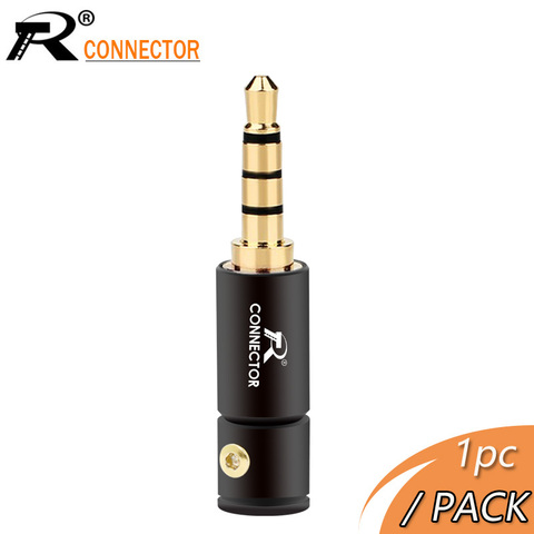 1pc Gold-plated Jack 3.5 Audio Plug 4 Pole Earphone Connector with Aluminum tube&Screw locks welding free  packing ► Photo 1/6