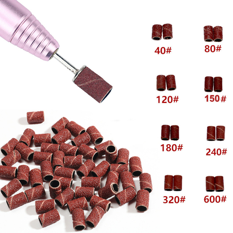 100/50pcs 40/180/240/600# Sandpaper Drum Sanding Accessories Manicure Nail Drill Bits Sandpaper Electric Polishing Sandpapers ► Photo 1/6