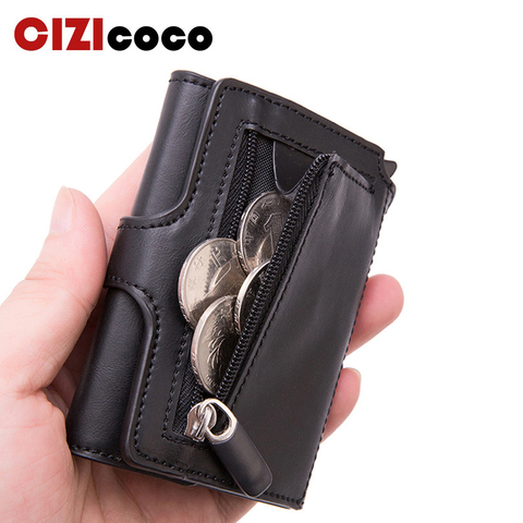 Pop-up RFID Black Wallet ID Card Case Men RFID Button Credit Card Holder High Quality Metal Aluminum Auto Coin Purse ► Photo 1/6