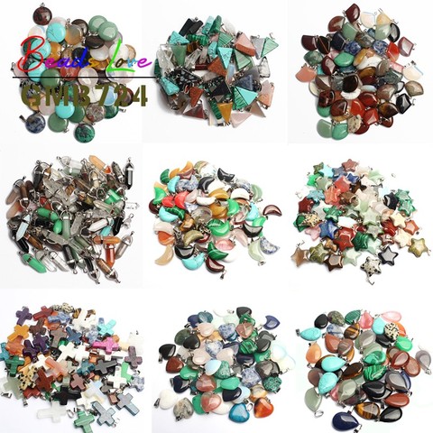 Wholesale 10pcs Mixed Natural Stone Pendant Love Heart Star Charms Pendants for Jewelry Making Diy Bracelet Necklace Accessories ► Photo 1/6