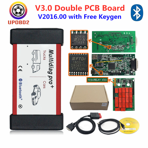 2022 Multidiag Pro+ 2016.R1 Bluetooth V3.0 Double Board NEC Relays OBD OBD2 Car Diagnostic Scanner Tool For Cars/Trucks Full Set ► Photo 1/6