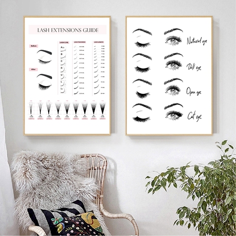 Lash Extensions Technician Guide Posters and Prints Makeup Wall Art Picture Decor Eyelash Business Form Art Canvas Painting ► Photo 1/6