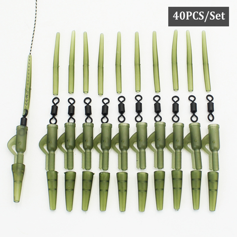 40PCS/Set Carp Fishing Safety Lead Clip Rig Tail Rubber Cone Anti Tangle Sleeve Rolling Swivels Carp Rigs Making Accessories Kit ► Photo 1/6