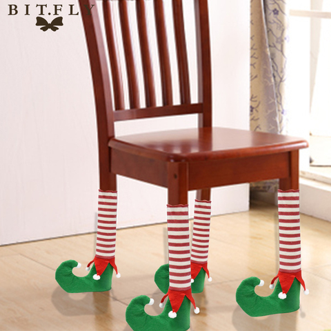 BITFLY 4pcs Elastic Elves Table Chair Legs Feet Sock Sleeve Cover Floor Protector Diy Christmas Home Party Decoration Gift Sock ► Photo 1/6