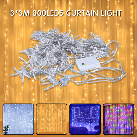 3x3M 300 LED String Light Curtain Fairy Lights String Outdoor Holiday Wedding xmas Garland Party Window Decor Christmas Lights ► Photo 1/6