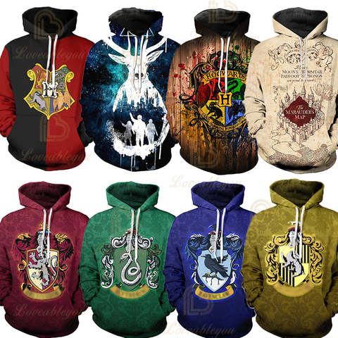 Men Printed Sweatshirt Hoodies Women/Men Hogwarts Deathly Hallows For Lady Hoodie Sweatshirts Fashion Polyester Jacket Coat ► Photo 1/6