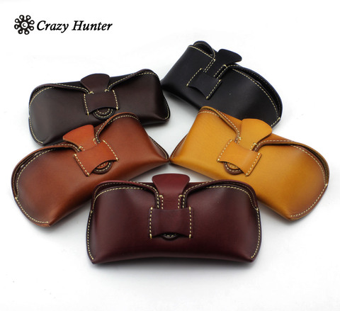 5 Color Genuine Leather Vintage Handmade Glasses Case Sunglasses Pouch Gift ► Photo 1/6