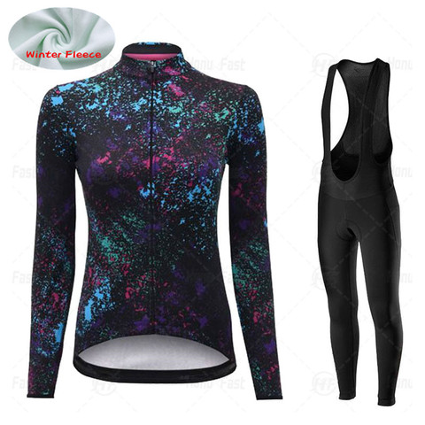 Warm 2022 Winter thermal fleece Cycling Clothes Women Jersey suit outdoor bike MTB clothing Bib Pants set ropa ciclismo hombre ► Photo 1/6