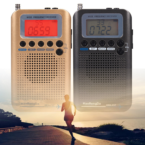 Portable Full Band Radio Aircraft Band Receiver FM/AM/SW/ CB/Air/VHF World Band with LCD Display Alarm Clock HRD-737 ► Photo 1/6