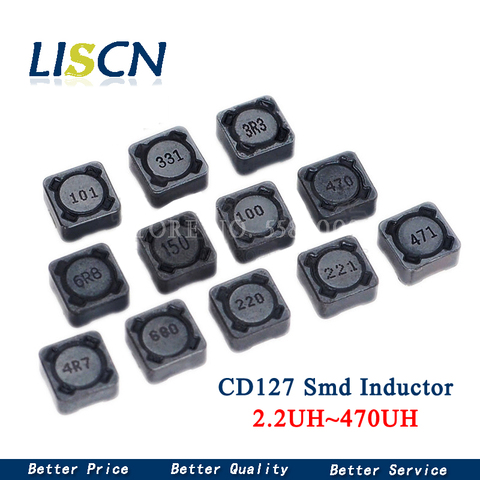 10PCS CDRH127 CD127 CDRH127 10 /15/ 22 / 33 / 47 / 68 UH 12*12*7 SMD Power inductor 1mh 2R2 3R3 4R7 6R8 Chip Inductor 100UH 101 ► Photo 1/1