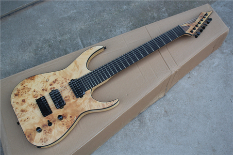 Classic custom 7 string electric guitar elm body, natural wood color, free shipping ► Photo 1/6