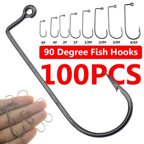 100Pcs Fishing Hooks High Carbon Steel 90 Degree Jig Fly Tying Strong Wire Fish Hooks for Outdoor Sea Ocean Fishing Hooks ► Photo 1/6