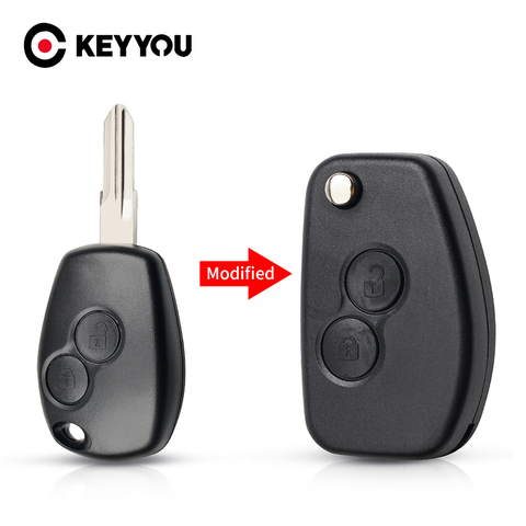 KEYYOU VAC102 Modified Car Key Shell For Renault Renault Dacia Modus Logan Clio Espace 2 BTN Flip Remote Fob Case ► Photo 1/6