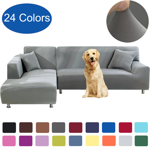 New Solid Color Corner Sofa Covers For Living Room Set Elastic Sofa Cover L Shaped Stretch Furniture Protector 1 2 3 4 Seat Pet ► Photo 1/6