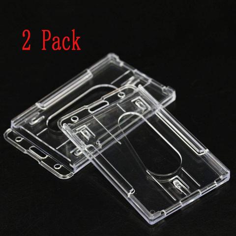 2 Pack Vertical Transparent 2-3 ID Card Holder Hard Plastic Credit Card Holder Rigid ID Badge Protector Office School Suppliers ► Photo 1/6