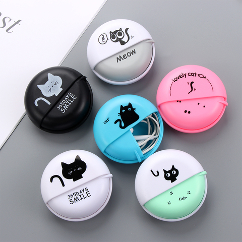 Round Earphone Case Multi-function ABS Wire Cable Organizer Rotary Storage Protective Data Line Box Headphone Storage Accessory ► Photo 1/6