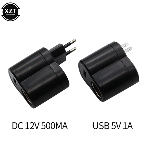 220V AC to 12V DC Car Cigarette Lighter Wall Power Socket Plug Adapter Converter with USB Interface EU US Plug ► Photo 1/6