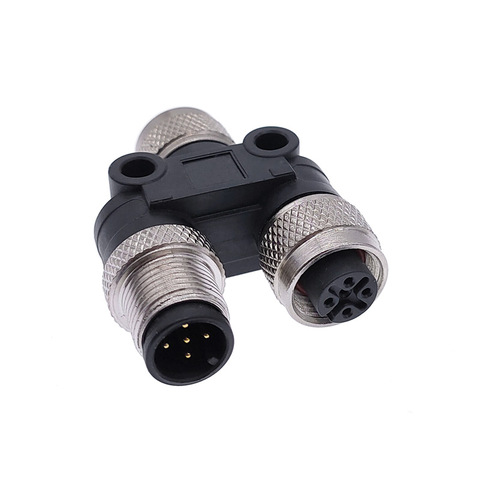 M12 Y shaped connector conversion plug  male female three-way pipe waterproof sensor connectors 4pin 5pin ► Photo 1/6