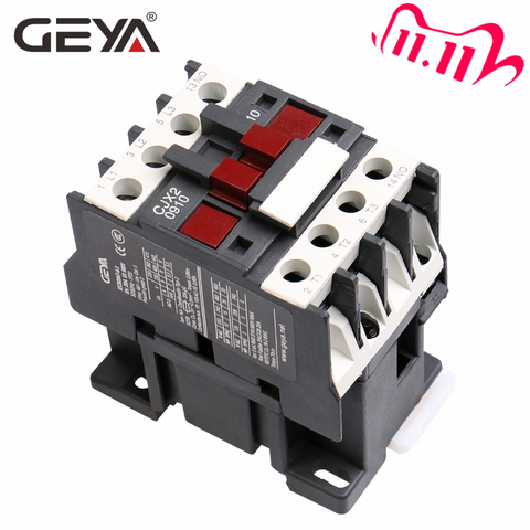 GEYA CJX2-0910 1210 1810  Din Rail Magnetic Contactor 220V or 380VAC Contactor 3Pole 9A 12A 18A 1NO LC1D-09 Contactor ► Photo 1/6