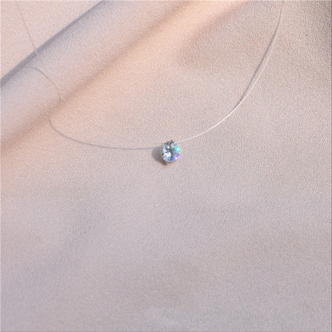 Female Transparent Fishing Line Necklace Rhinestone Invisible