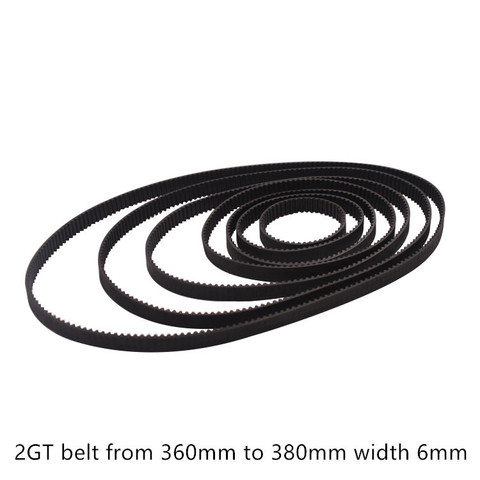 3D printer belt GT2 closed loop rubber 2GT timing 360 362 364 366 368 370 372 374 376 378 380  Length 360mm to 380mm width 6mm ► Photo 1/3