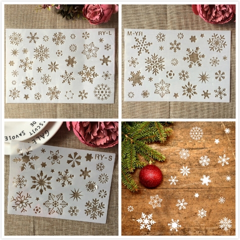 S M L Snow Winter Christmas Holiday Snowflake DIY Layering Stencils Painting Scrapbook Coloring Embossing Decorative Template ► Photo 1/6