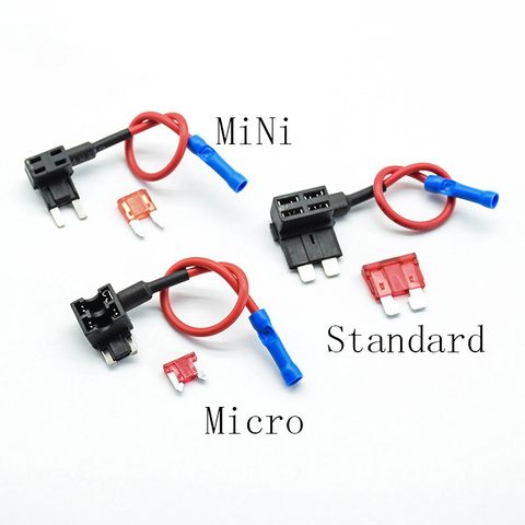 12V SMALL MEDIUM Car Fuse Add-a-circuit TAP Adapter Micro/Mini/Standard ATM APM Blade Auto Fuse holder with 10A ATM blade fuse ► Photo 1/6
