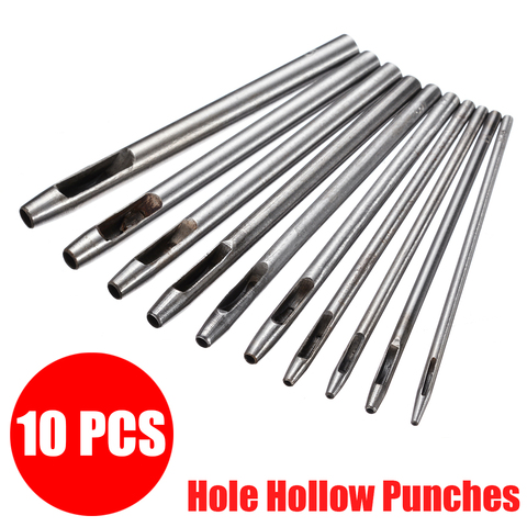 10Pcs/set Hole Hollow Punch Set 0.5mm-5mm Heavy Duty Leather Belt Punch Tool Steel Belt Watch Band Puncher Leather Craft ► Photo 1/6
