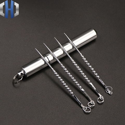 S990 Sterling Silver Toothpick Portable Carry Aluminum Toothpick Creative Mini Set Fruit Sign Toothpick Box EDC Tools ► Photo 1/6