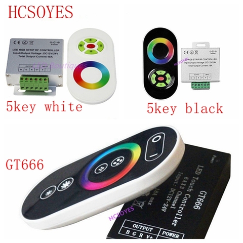 DC12V-24V GT666 5key Wireless RF Touch Panel Dimmer RGB Remote Controller 18A RGB Controller for 3528 5050 RGB LED Strip ► Photo 1/6