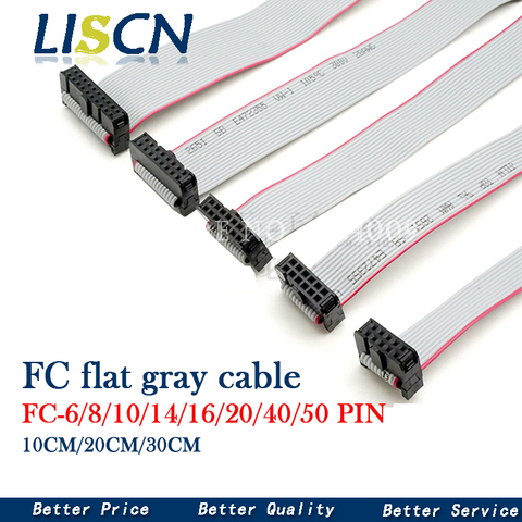 2.54MM pitch 10CM 20CM 30CM JTAG ISP AVR Download Cable Wire FC-6/10/14/16/20/40P PIN Connector Gray Flat Ribbon Data Cable ► Photo 1/1