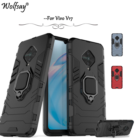 For Vivo V17 Case Shockproof Soft Rubber Kickstand Ring Holder Back Phone Case For Vivo V17 Protective Cover For Vivo V17 Bumper ► Photo 1/6