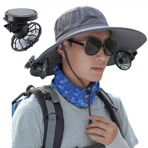 Clip On Cap Mini Solar Fan Summer Traveling Sun Energy Power Cooling Fans ► Photo 1/6