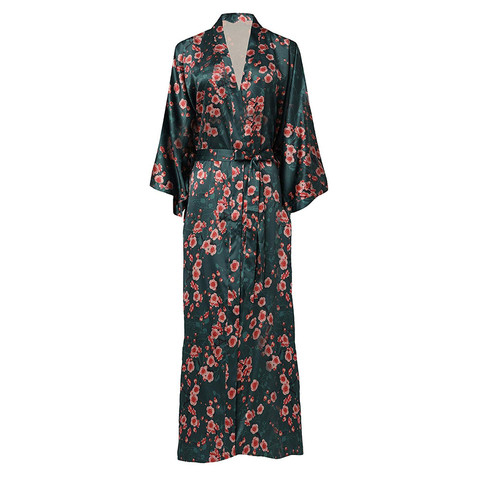 Women Exquisite Print Flower Kimono Gown Wedding Robe Elegant Ankle-length Sleepwear Homewear Casual Soft Bath Gown Plus Size ► Photo 1/6