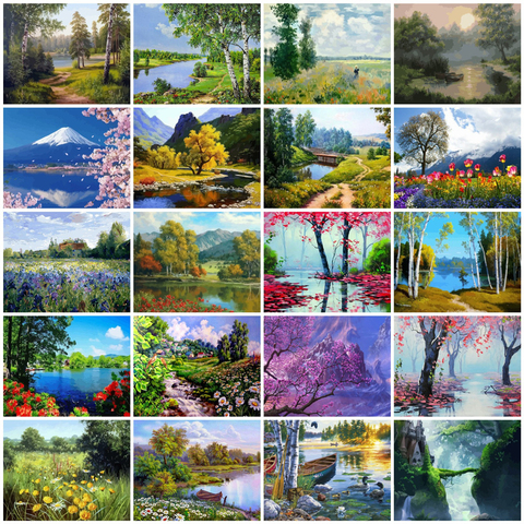 AZQSD DIY 50x40cm Paint By Numbers For Landscapes Home Decoration Oil Painting By Numbers Full Set For Adults ► Photo 1/6