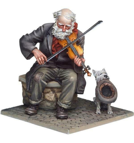 1/32 54mm ancient Fiddler and dog Resin figure Model kits Miniature gk Unassembly Unpainted ► Photo 1/1