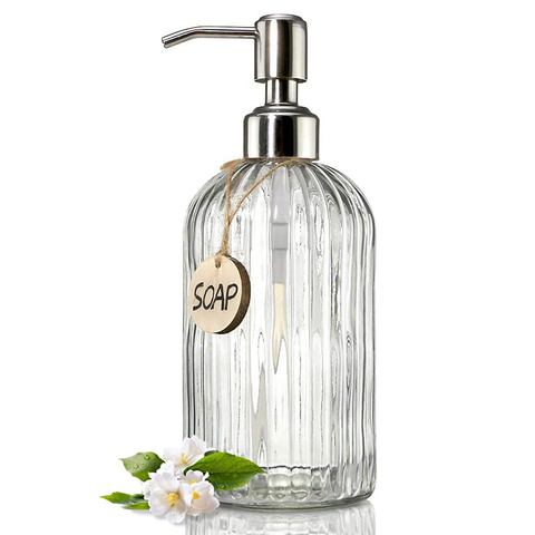 Glass Soap Dispenser with Rust Proof Stainless Steel Pump 400ml Refillable Hand Liquid Soap Dispenser for Bathroom Kitchen ► Photo 1/6